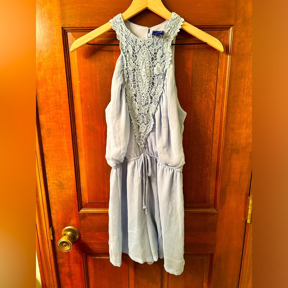 💜 DISNEY Beauty and the Beast Light blue Pretty sleeveless romper. Size S.
